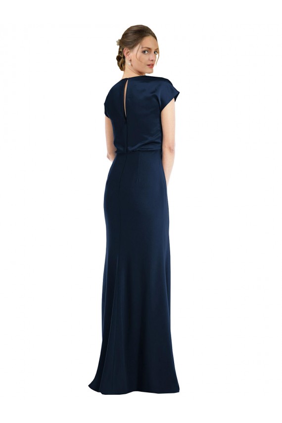 Stretch Crepe Trumpet Long Cap Sleeves Keyhole Back Formal Evening Gown / Prom Dress / Bridesmaid Dress Sheffield