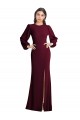 Stretch Crepe Trumpet Long Puff Sleeves Open Back Formal Dress / Bridesmaid Dress Sheffield