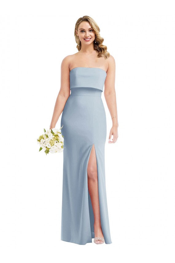 Stretch Crepe Trumpet Long Sleeveless Light Sky Blue Low Back Semi Formal Evening Dress / Prom Dress / Bridesmaid Dress Sheffield