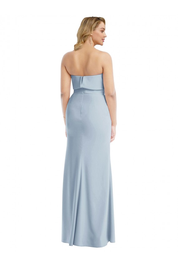 Stretch Crepe Trumpet Long Sleeveless Light Sky Blue Low Back Semi Formal Evening Dress / Prom Dress / Bridesmaid Dress Sheffield