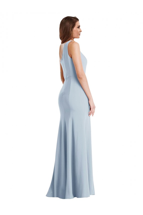 Stretch Crepe Trumpet Long Sleeveless Light Sky Blue Prom Dresses Sheffield