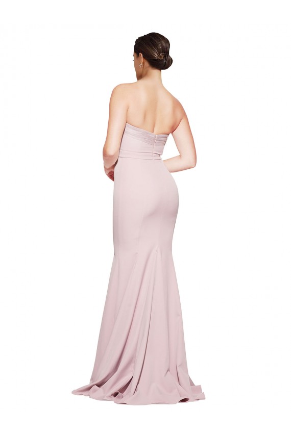 Stretch Crepe Sheath Sweep Train Sleeveless Low Back Mauve Prom Dresses Sheffield