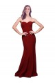 Stretch Crepe Sheath Long Sleeveless Low Back Burgundy Prom Dresses Sheffield
