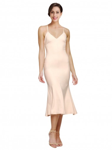 Stretch Crepe Sheath Midi Length Sleeveless Low Back Evening Gown / Prom Dress / Bridesmaid Dress Sheffield