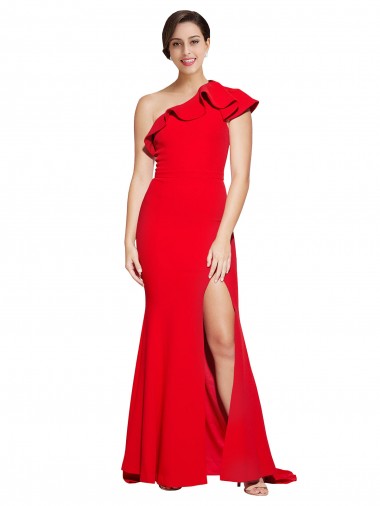 Stretch Crepe Sheath Sweep Train Sleeveless High Slit Prom Dresses Sheffield