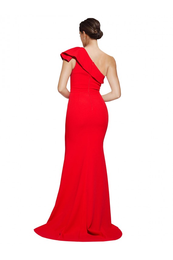 Stretch Crepe Sheath Sweep Train Sleeveless High Slit Prom Dresses Sheffield