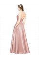 Stretch Satin A-Line Long Sleeveless Low Back Black Tie Evening Gown / Prom Dress / Bridesmaid Dress Sheffield