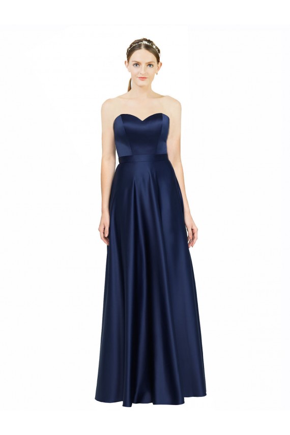 Stretch Satin A-Line Long Sleeveless Low Back Black Tie Evening Gown / Bridesmaid Dress Sheffield
