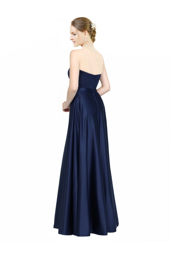 Stretch Satin A-Line Long Sleeveless Low Back Black Tie Evening Gown / Bridesmaid Dress Sheffield