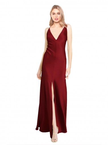 Stretch Satin A-Line Long Sleeveless V-Back Black Tie Evening Gown / Prom Dress / Bridesmaid Dress Sheffield