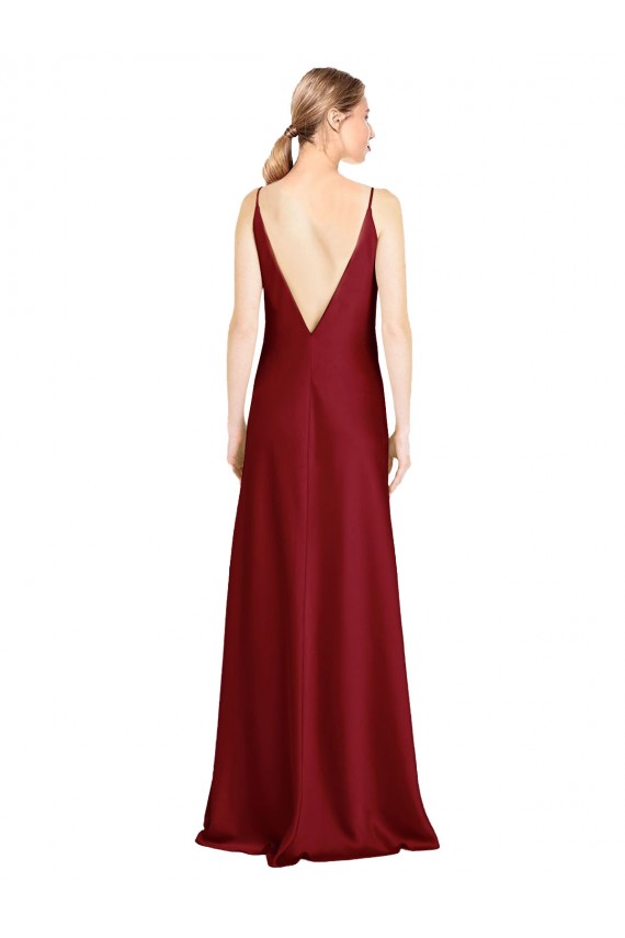 Stretch Satin A-Line Long Sleeveless V-Back Black Tie Evening Gown / Prom Dress / Bridesmaid Dress Sheffield