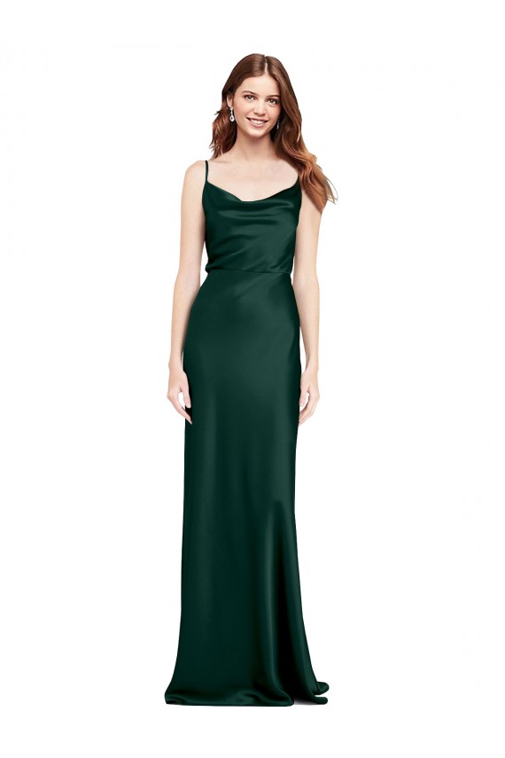 Stretch Satin Sheath Long Sleeveless V-Back Black Tie Evening Gown / Prom Dress / Bridesmaid Dress Sheffield