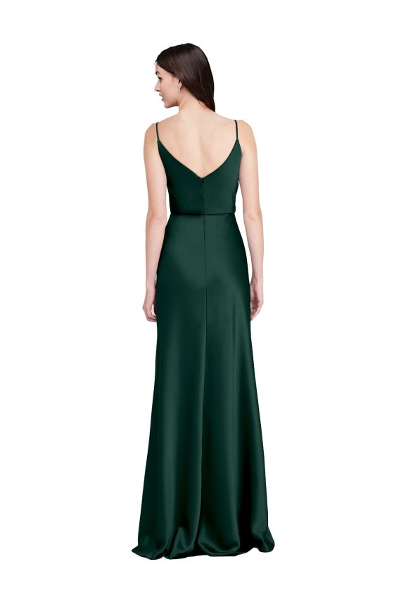 Stretch Satin Sheath Long Sleeveless V-Back Black Tie Evening Gown / Prom Dress / Bridesmaid Dress Sheffield