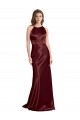 Stretch Satin A-Line Long Sleeveless Burgundy Gold Prom Dresses Sheffield