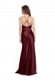 Stretch Satin A-Line Long Sleeveless Burgundy Gold Prom Dresses Sheffield
