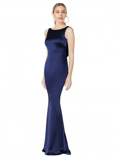 Stretch Satin Sheath Long Sleeveless Low Back Formal Evening Gown / Prom Dress / Bridesmaid Dress Sheffield