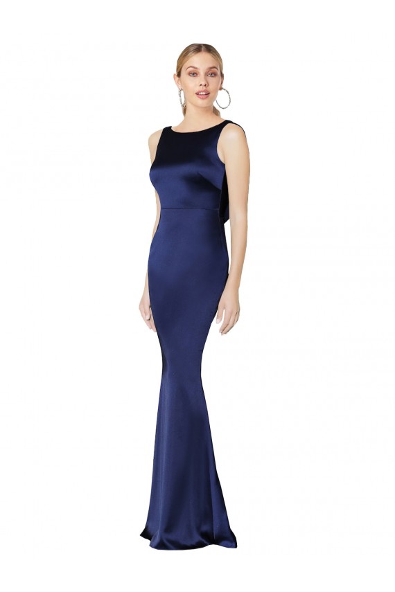 Stretch Satin Sheath Long Sleeveless Low Back Formal Evening Gown / Prom Dress / Bridesmaid Dress Sheffield