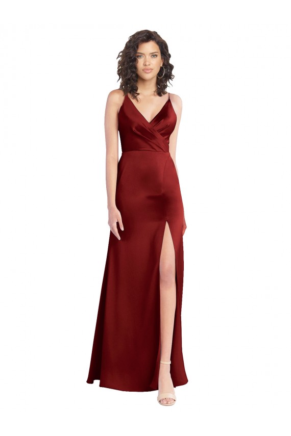 Stretch Satin A-Line Long Sleeveless V-Back Formal Dress / Bridesmaid Dress Sheffield