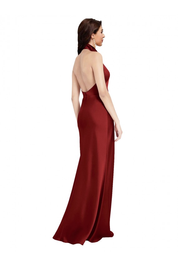 Stretch Satin A-Line Long Sleeveless Backless Black Tie Evening Gown / Prom Dress / Bridesmaid Dress Sheffield