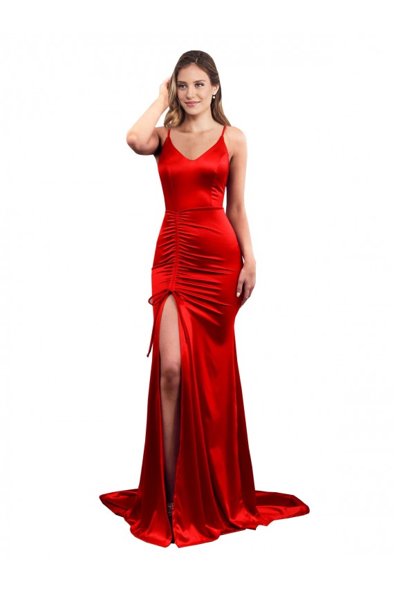 Stretch Satin Mermaid Long Sleeveless Low Back Evening Dress / Bridesmaid Dress Sheffield