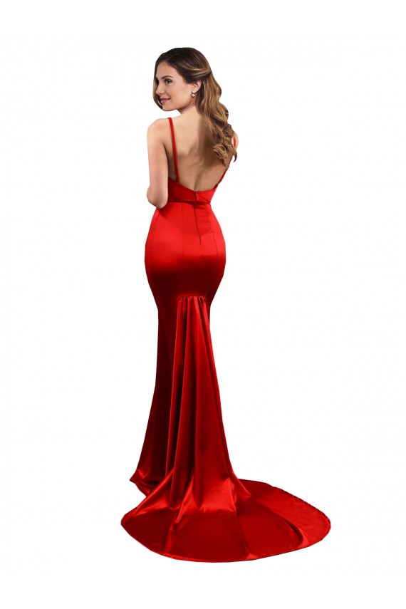 Stretch Satin Mermaid Long Sleeveless Low Back Evening Dress / Bridesmaid Dress Sheffield