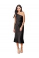 Stretch Satin Sheath Midi Length Sleeveless Black Prom Dresses Sheffield