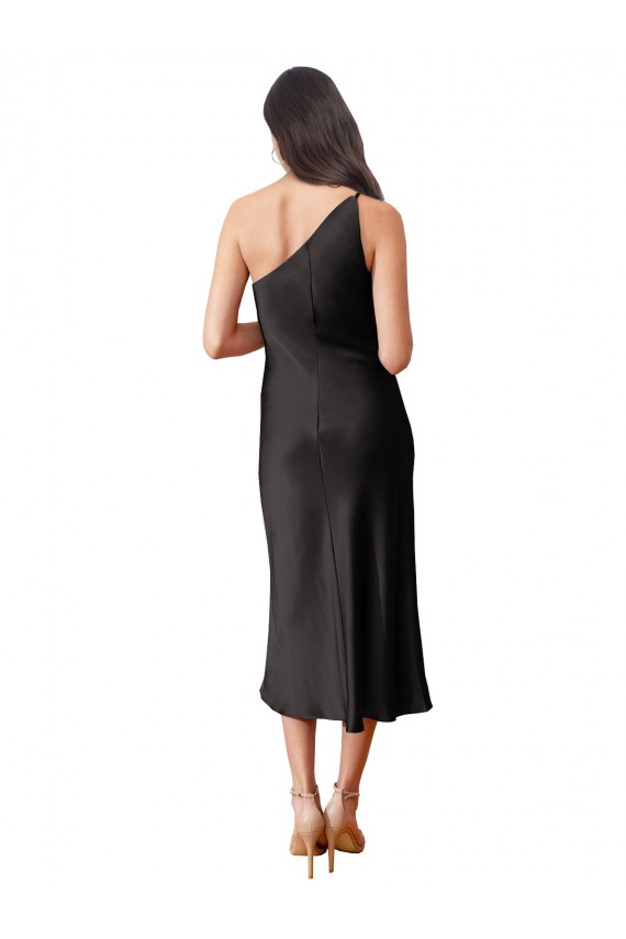 Stretch Satin Sheath Midi Length Sleeveless Black Prom Dresses Sheffield