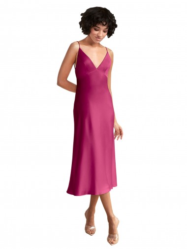 Stretch Satin A-Line Midi Length Sleeveless Low Back Formal Evening Gown / Prom Dress / Bridesmaid Dress Sheffield