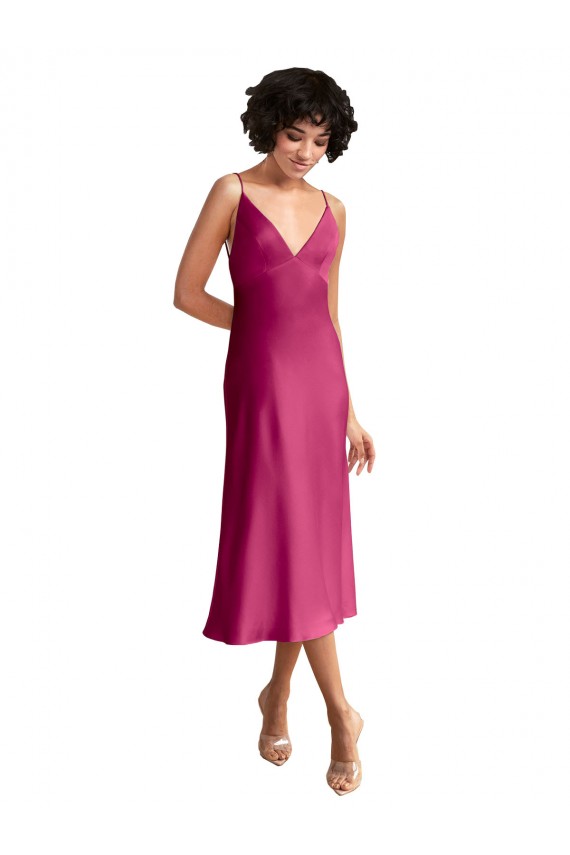Stretch Satin A-Line Midi Length Sleeveless Low Back Formal Evening Gown / Prom Dress / Bridesmaid Dress Sheffield