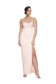 Stretch Satin Mermaid Long Sleeveless Low Back High Slit Prom Dresses Sheffield