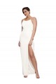 Stretch Satin Sheath Long Sleeveless Low Back Side Slit Prom Dresses Sheffield