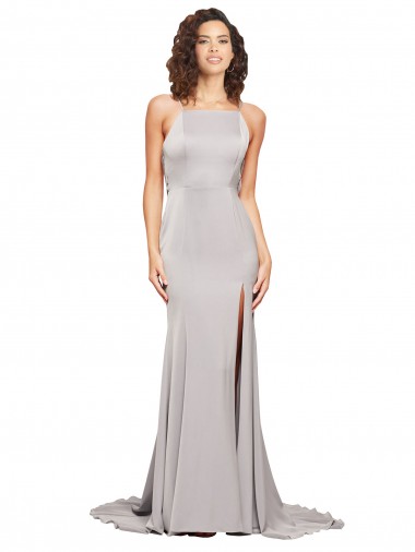 Stretch Satin A-Line Sweep Train Sleeveless Low Back Formal Evening Gown / Prom Dress / Bridesmaid Dress Sheffield