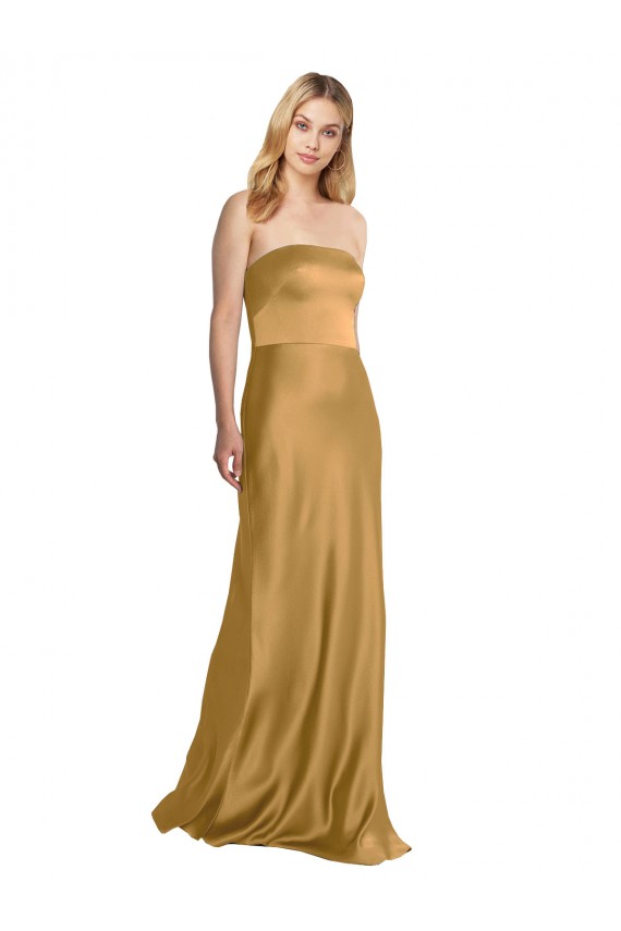 Stretch Satin A-Line Sleeveless Gold Formal Evening Gown / Prom Dress / Bridesmaid Dress Sheffield