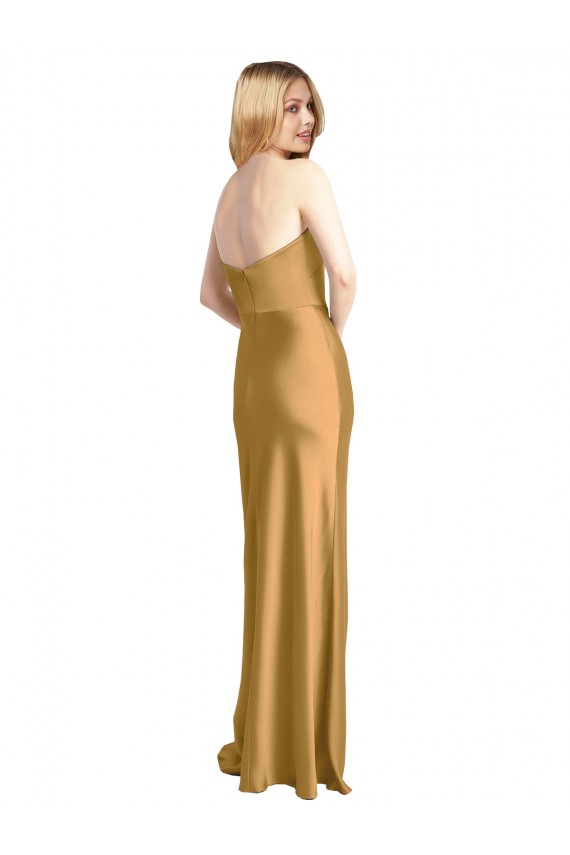 Stretch Satin A-Line Sleeveless Gold Formal Evening Gown / Prom Dress / Bridesmaid Dress Sheffield