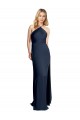 Stretch Satin A-Line Long Sleeveless Criss Cross Open Back Daring Side Slit Prom Dresses Sheffield