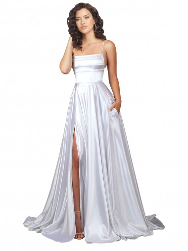 Stretch Satin A-Line Long Sleeveless Beach Wedding Dress Sheffield