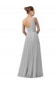 Tulle A-Line Long Sleeveless Silver Bridesmaid Gown Sheffield