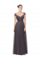 Tulle A-Line Long Cap Sleeves Pewter Bridesmaid Dresses Sheffield