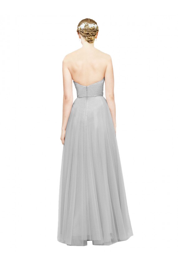 Tulle A-Line Long Sleeveless Silver Bridesmaid Dress Sheffield