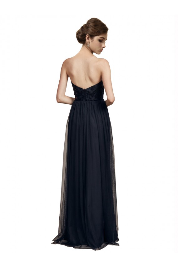 Tulle A-Line Sleeveless Black Bridesmaid Gown Sheffield
