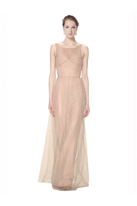 Tulle Sheath Long Sleeveless Bridesmaid Dress Sheffield
