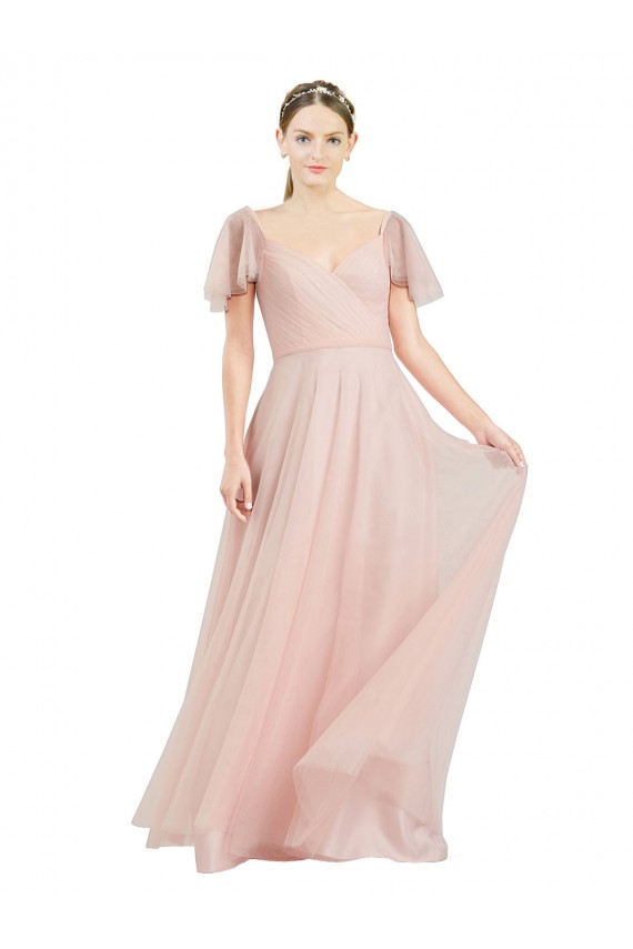 Tulle A-Line Long Flutter Sleeves Formal Dress / Bridesmaid Dress Sheffield