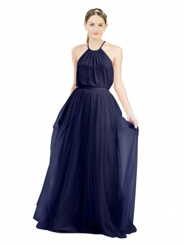 Tulle A-Line Sleeveless Navy Blue Semi Formal Evening Dress / Bridesmaid Dress Sheffield