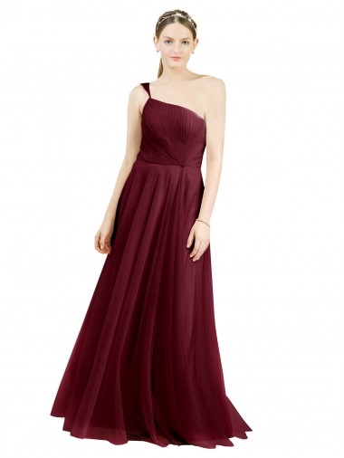 Tulle A-Line Long Sleeveless Burgundy Evening Dresses Sheffield
