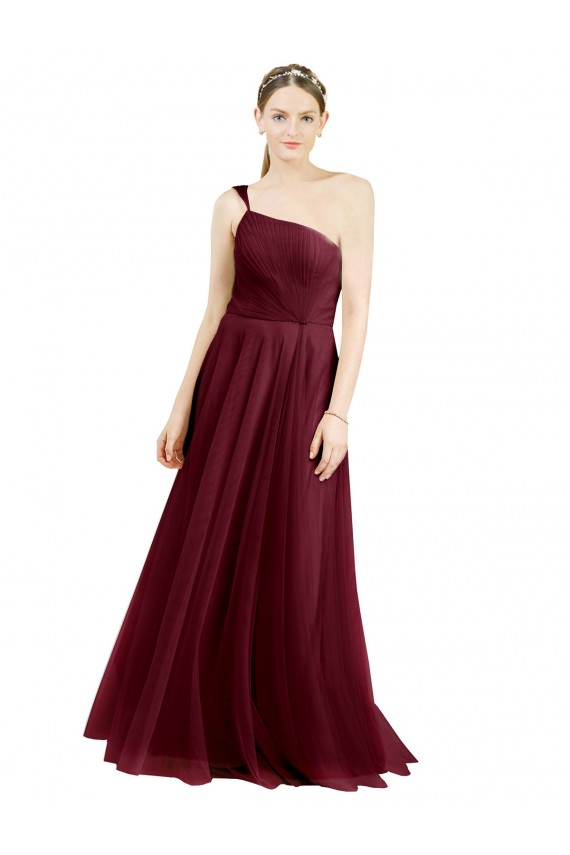 Tulle A-Line Long Sleeveless Burgundy Evening Dresses Sheffield
