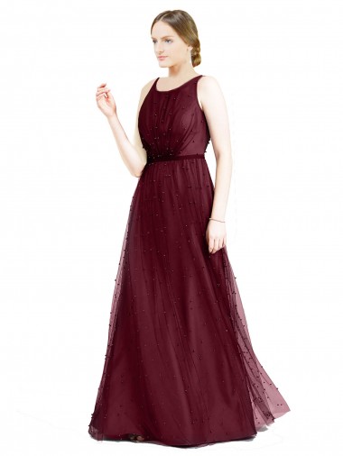 Tulle A-Line Long Sleeveless Keyhole Back Semi Formal Evening Dress / Bridesmaid Dress Sheffield