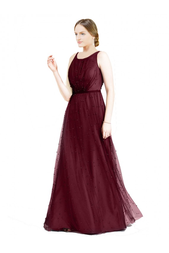 Tulle A-Line Long Sleeveless Keyhole Back Semi Formal Evening Dress / Bridesmaid Dress Sheffield