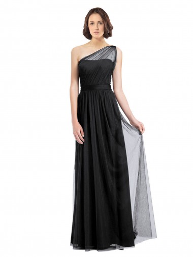 Tulle A-Line Sleeveless Black Bridesmaid Dress Sheffield