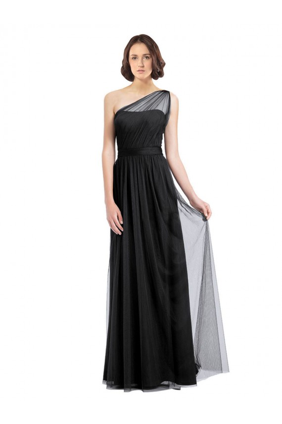 Tulle A-Line Sleeveless Black Bridesmaid Dress Sheffield