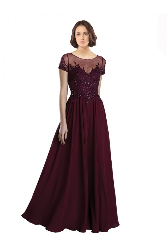 Tulle & Soft Chiffon A-Line Long Cap Sleeves Bridesmaid Dress Sheffield